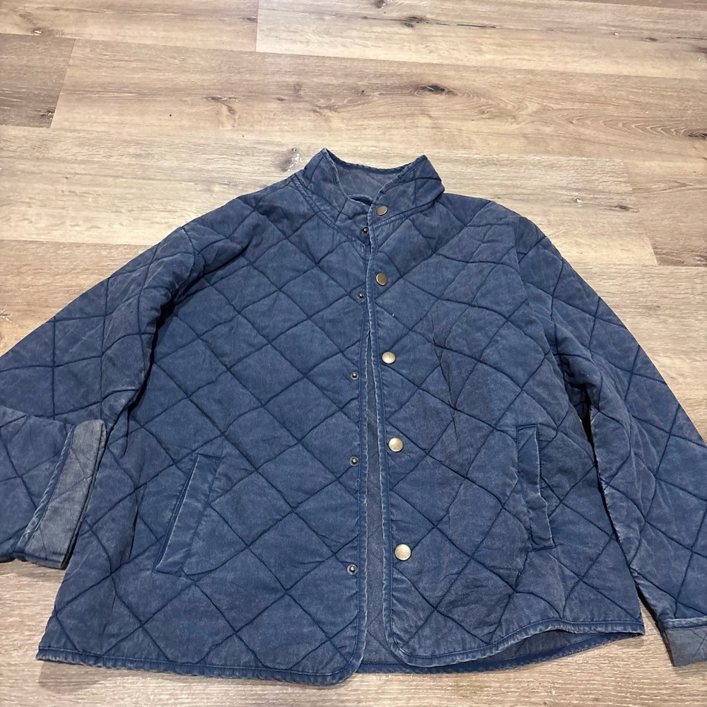 Boxercraft Ladies Quilted Market Jacket Navy Blue BW8102 Snap Front Coat L